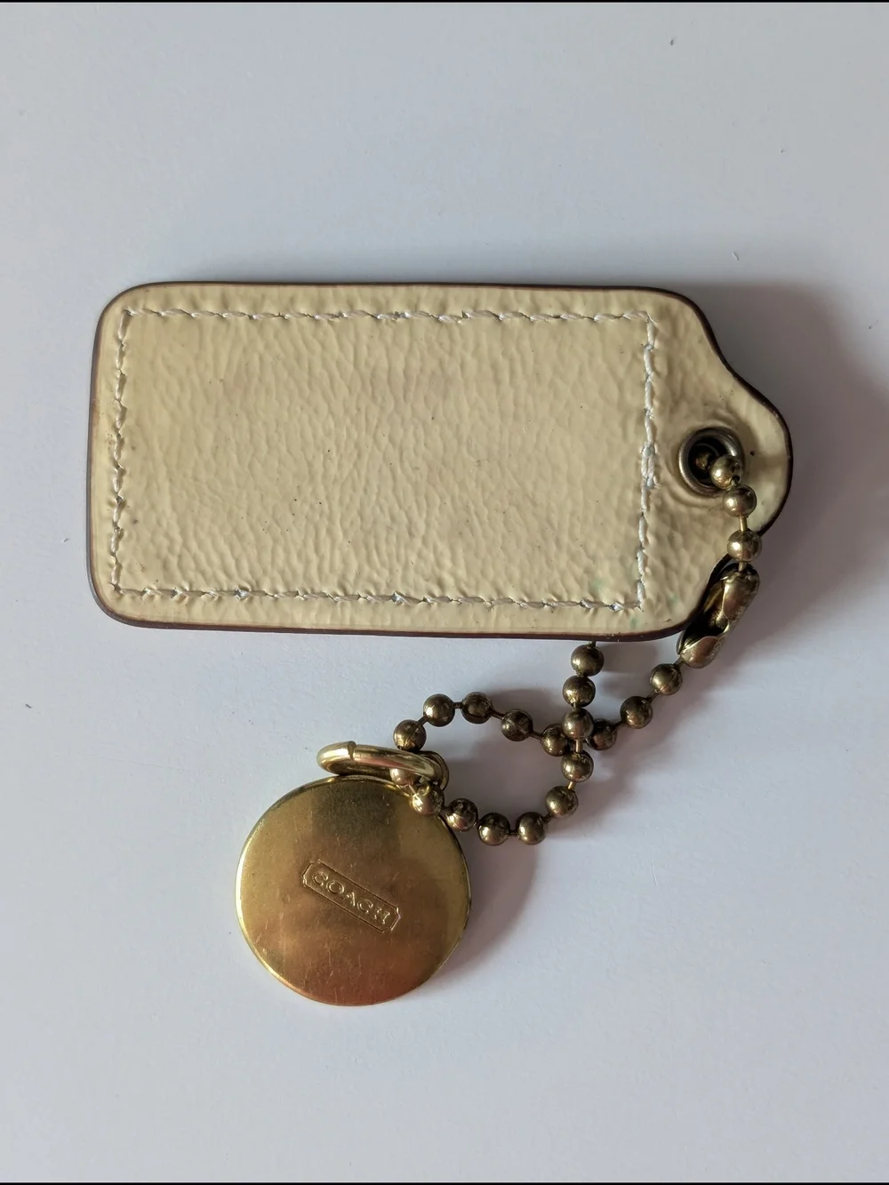 Coach Patent Leather Yellow Hangtag with Gold 1941 Logo Medallion & Ball Chain
